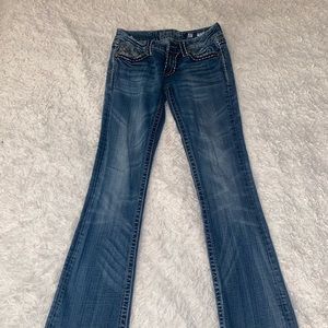 Miss Me Womens Blue Low Rise Medium Wash Casual Denim Bootcut Jeans Size 27